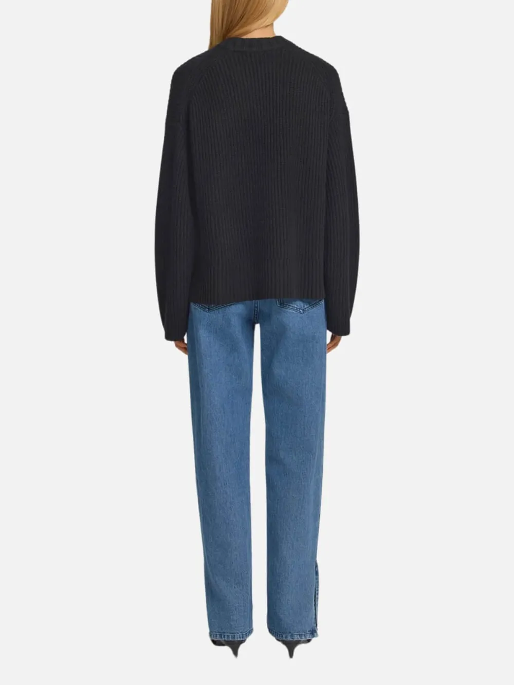 Plain Round Neck Drop Shoulder Sweater