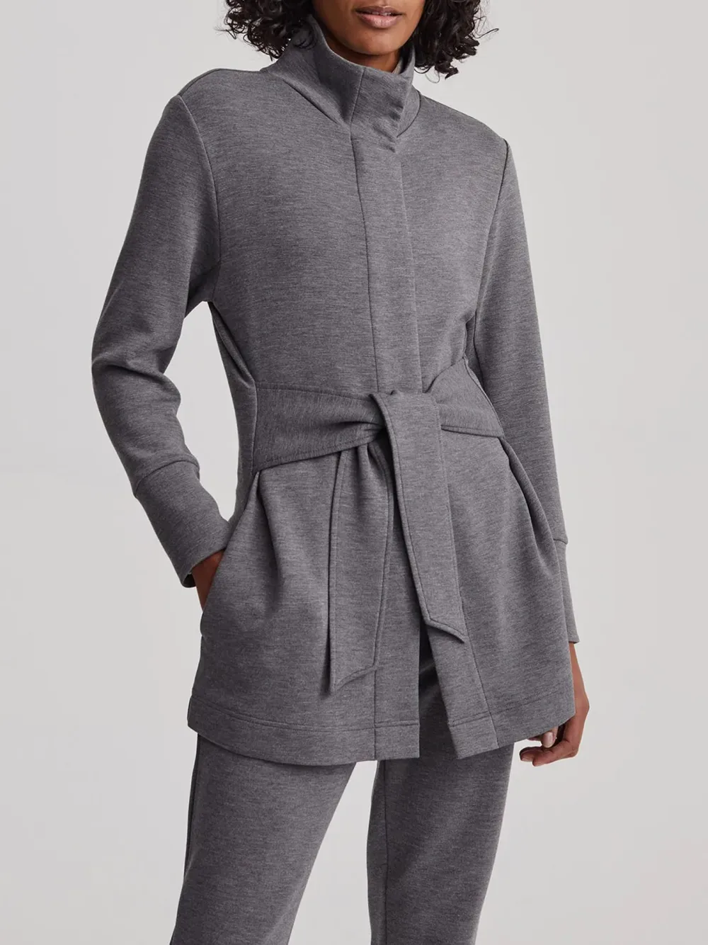 Olive Marl Tie-Front Jackets