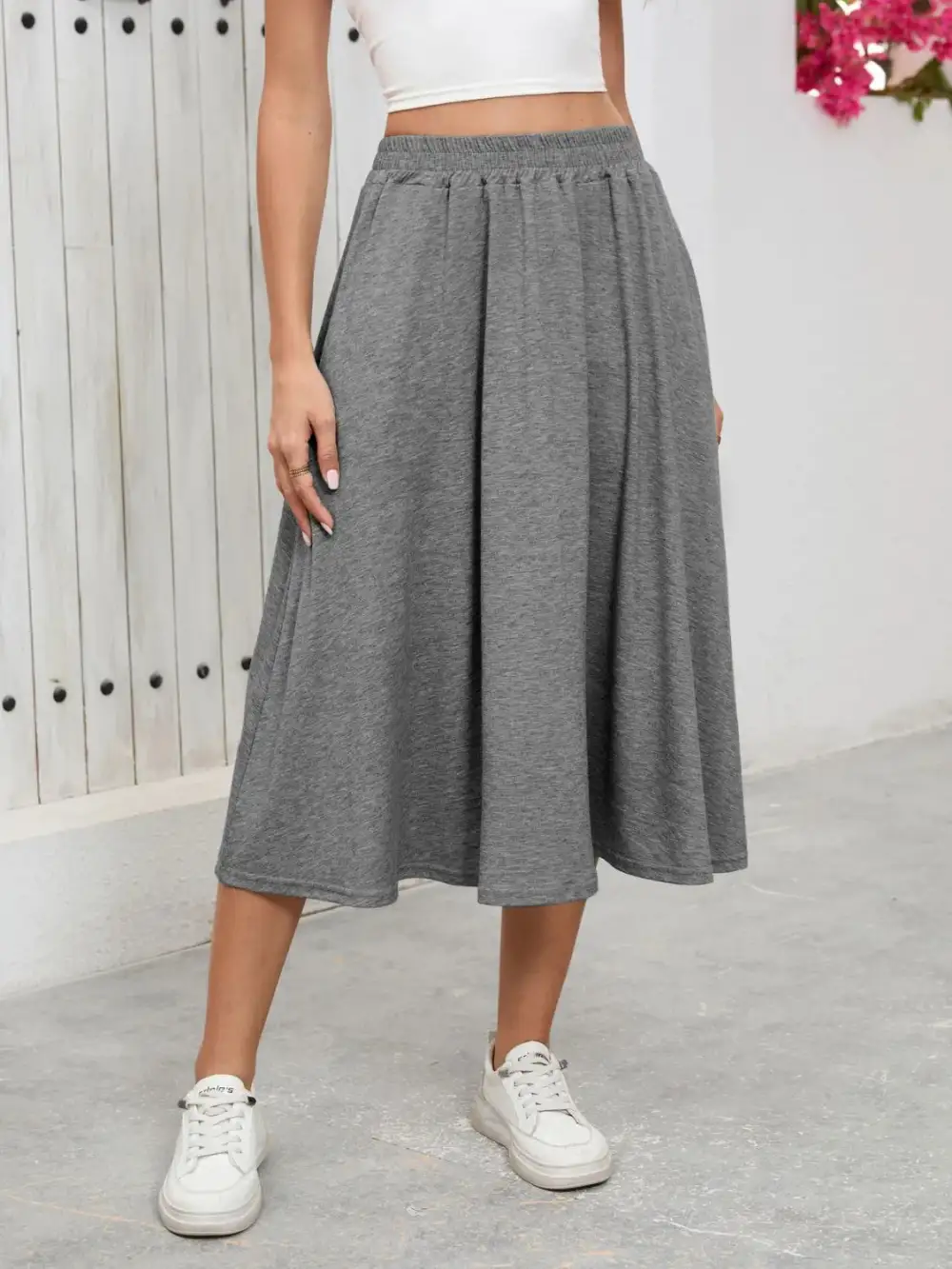 Elastic Waist Pockets La Skirt