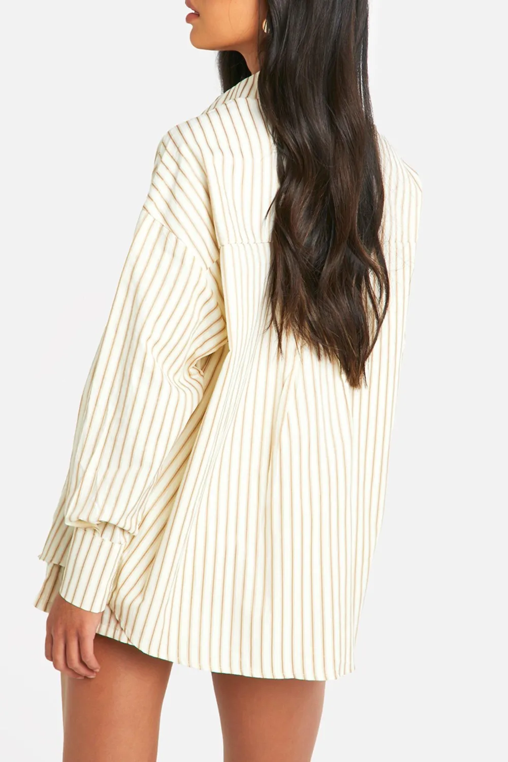 Lapel Cotton Skin-friendly Breathable Striped Loose Ladies Shirt