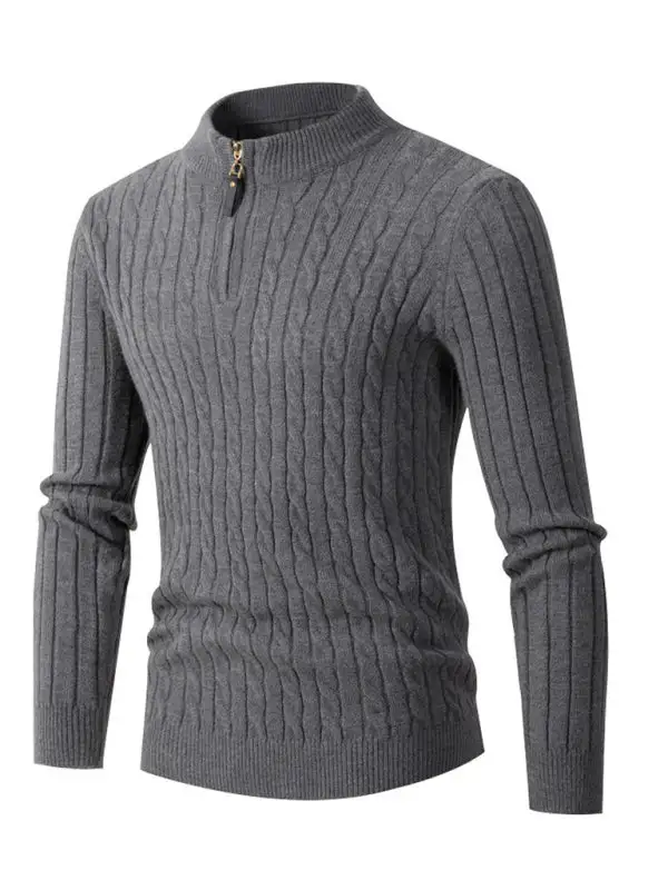 Knit Zip Front Collared Sweater