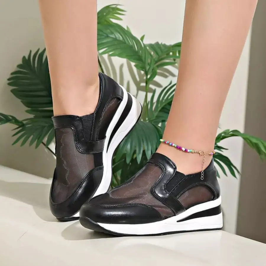 Round Toe Wedge Sneakers