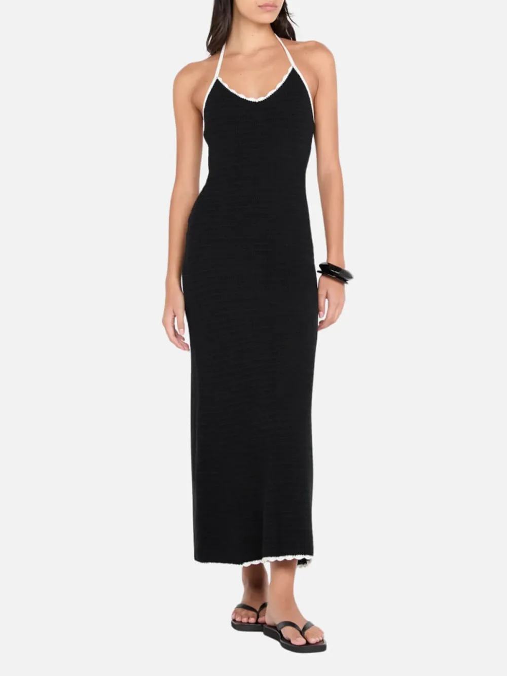 Contrast Halter Neck Ankle Dress