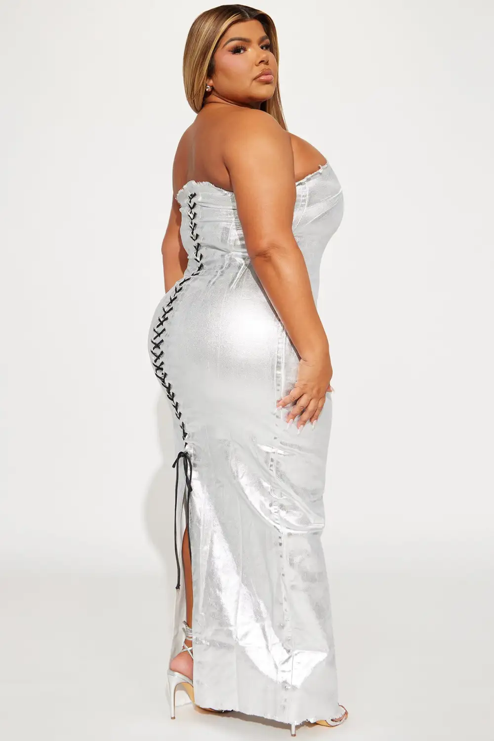 Aubrey Metallic Maxi Dress - Silver