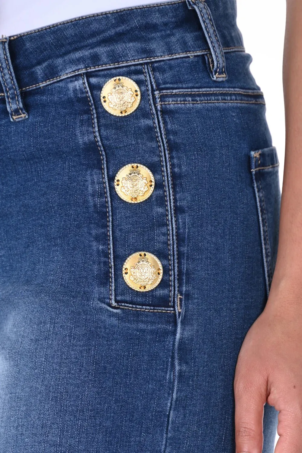 Blue Denim Jeans with Bottom Detail