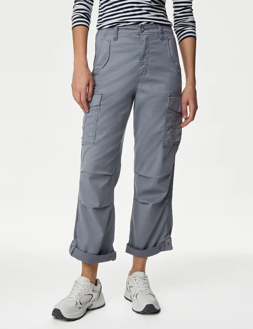 Rich Cargo Tea Dyed Cropped Trousers