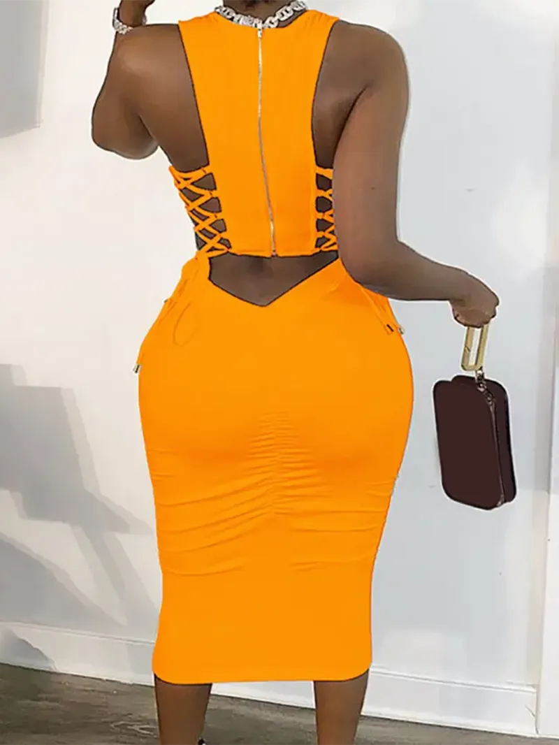 Ladies Casual Basic Sleeveless Dress