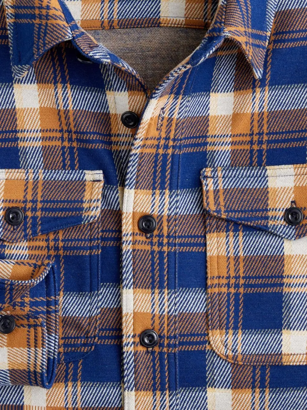 Brown And Navy Plaid Long Sleeve Shirt