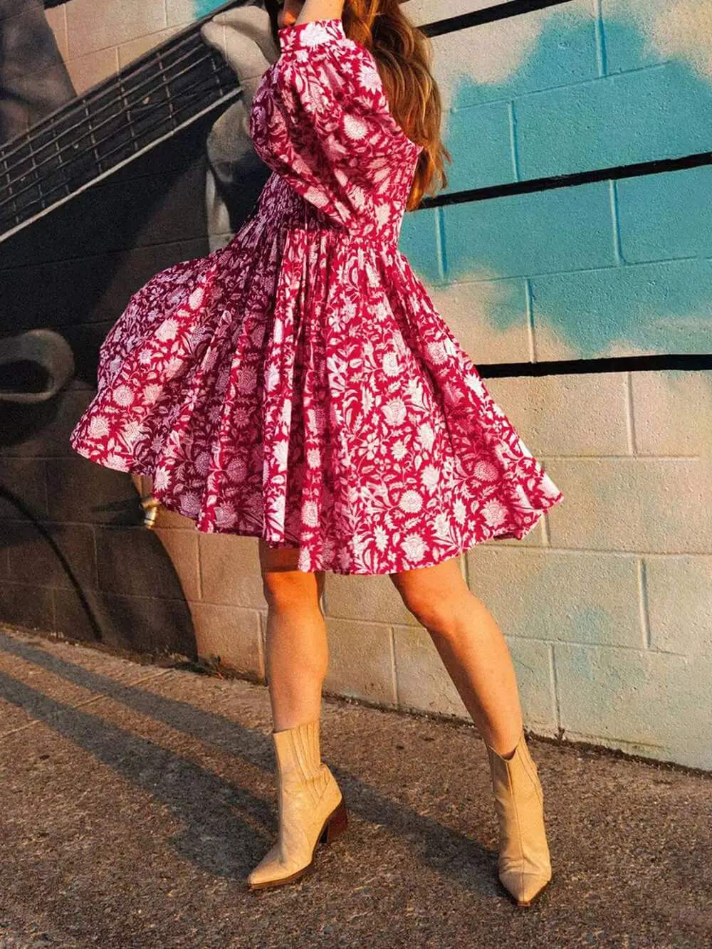 Vacation Retro Style Loose Printed Mini Dress
