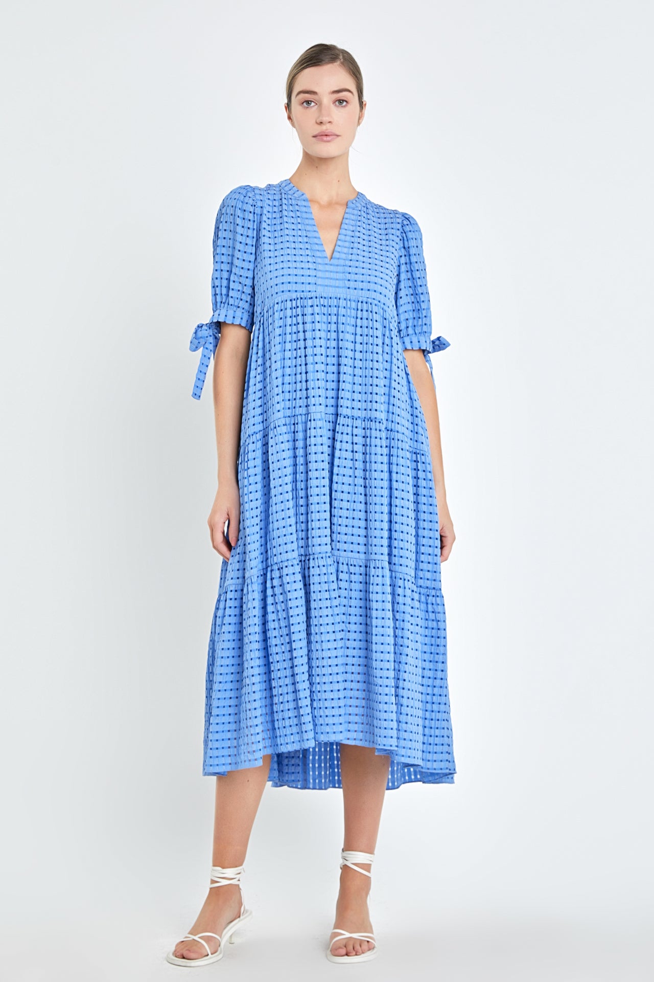 Gingham Tiered Midi Dress