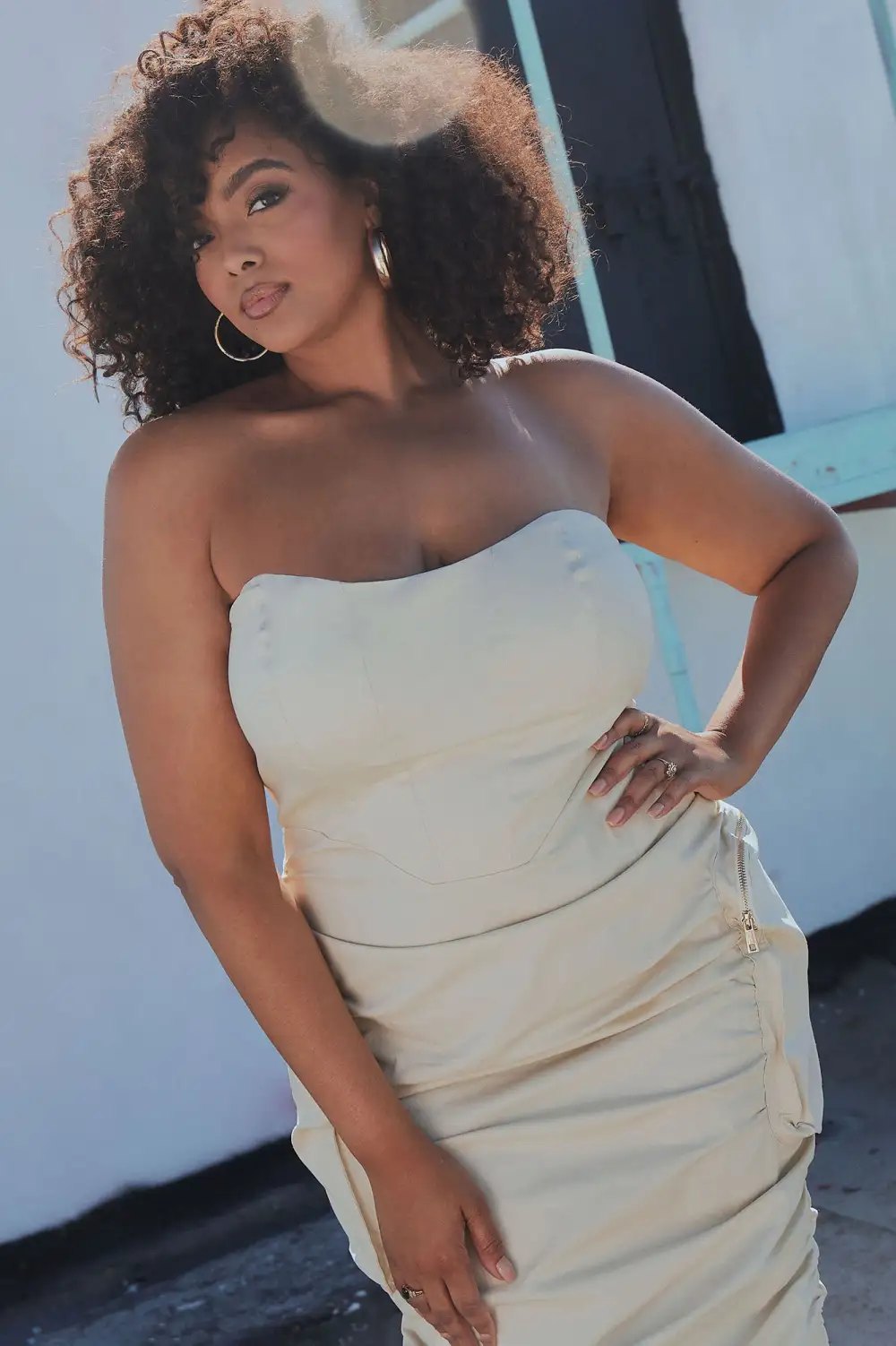 Camila Cargo Midi Dress - Beige