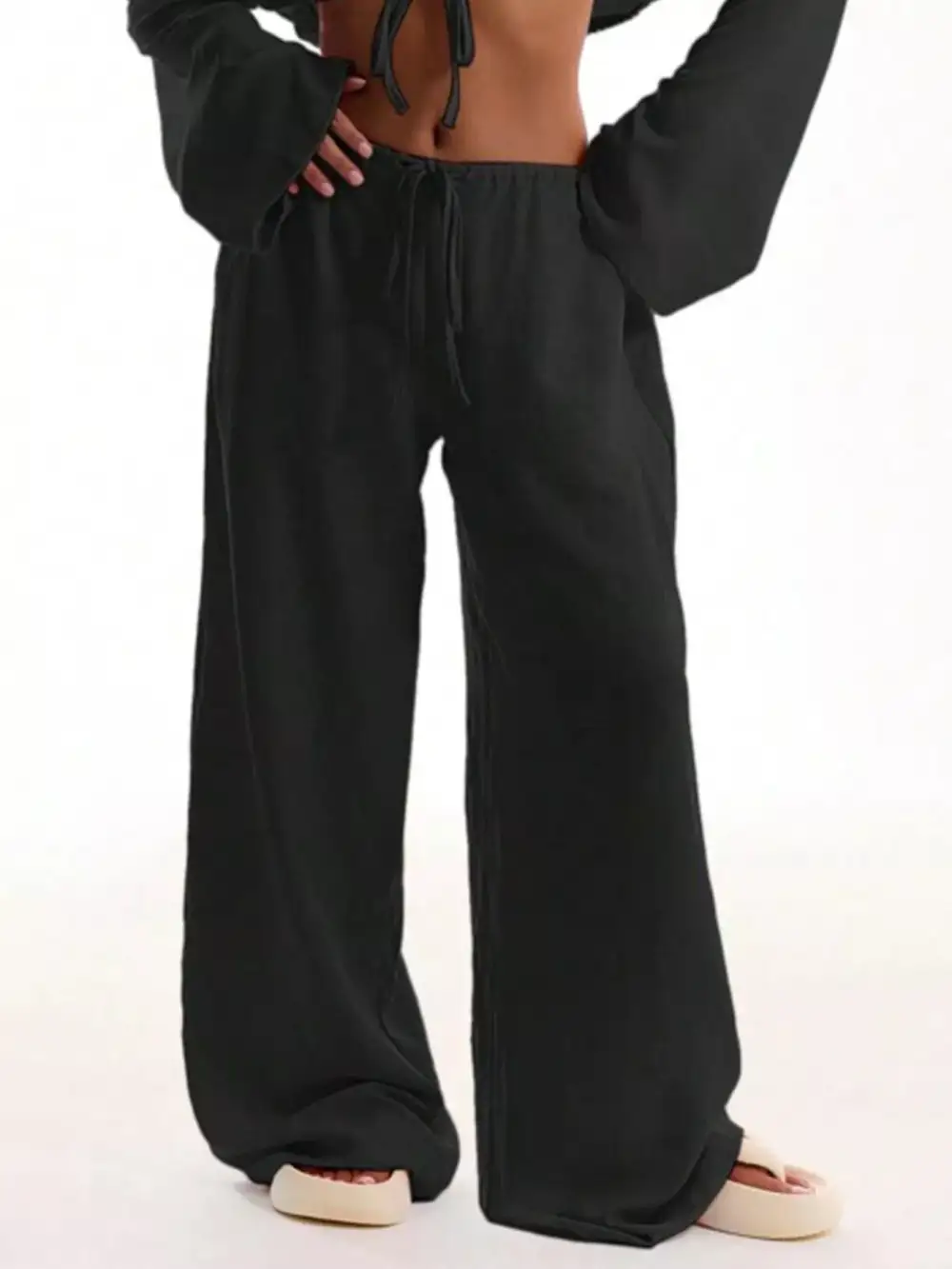 Drawstring Wide Leg Pants