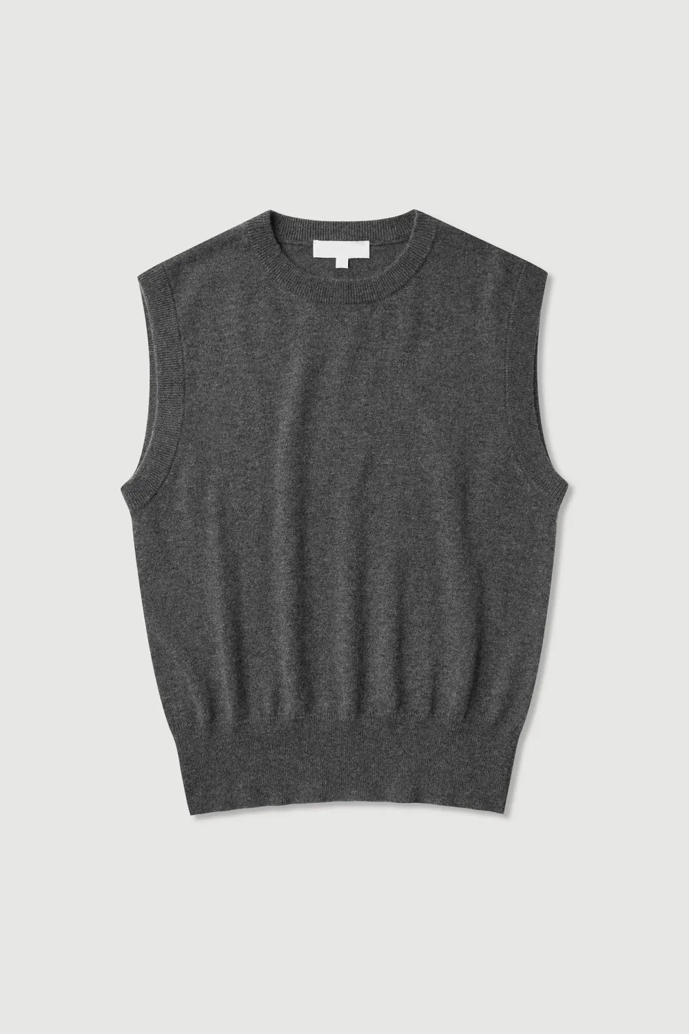 Pure Cashmere Ribbed Round Neck Women's Vest