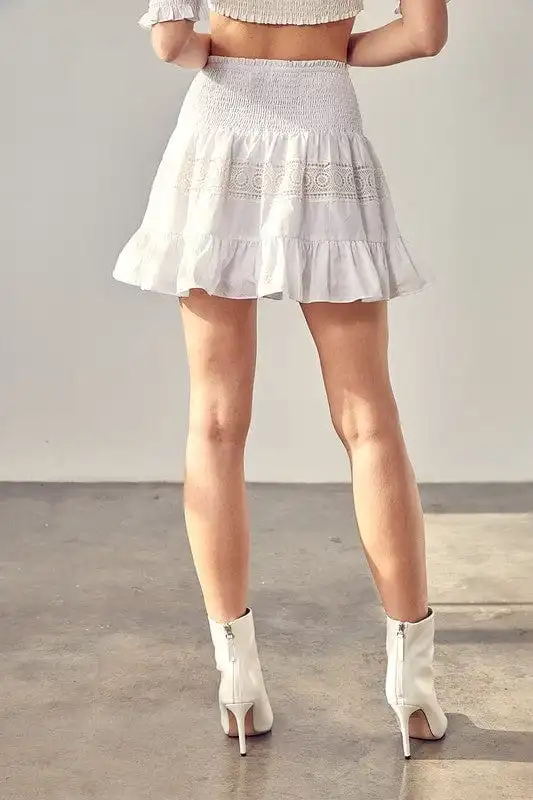 ??GYPSY FOX-Lace Trim Detail Skirt