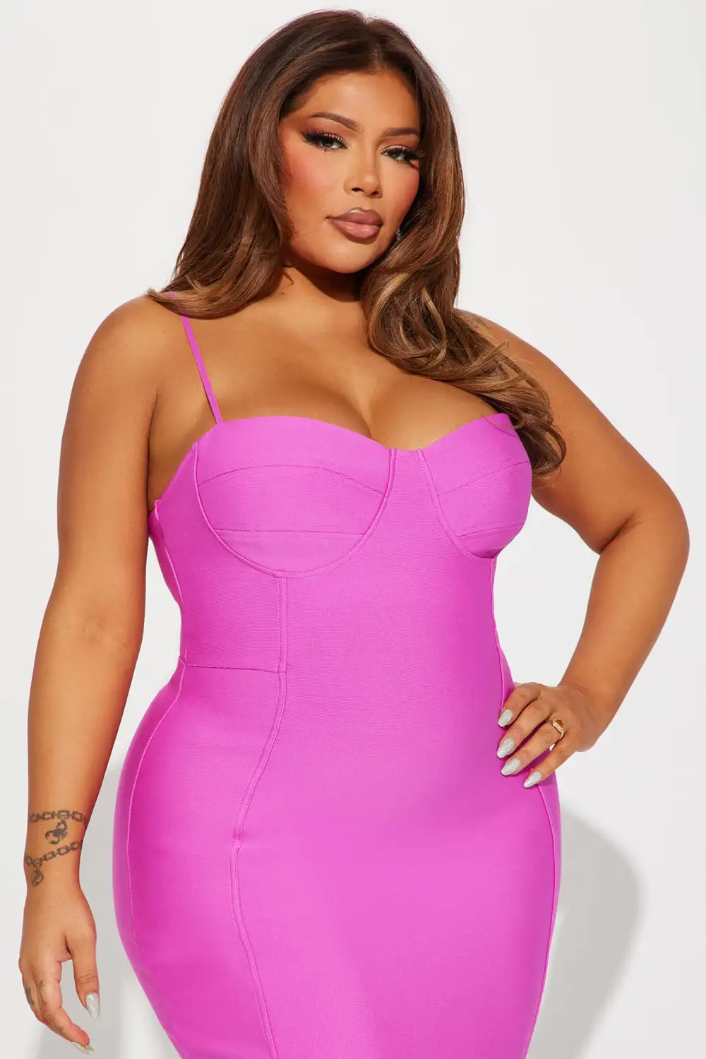 Becky Bandage Midi Dress - Magenta