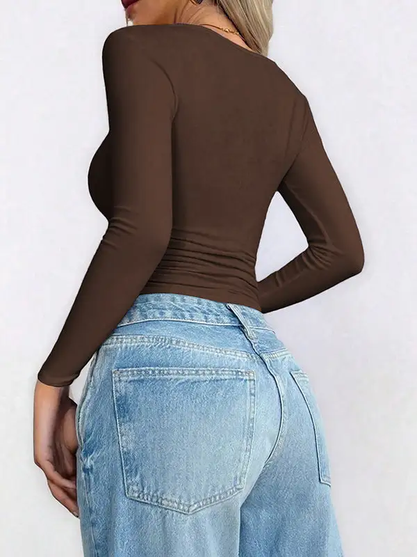 Long Sleeve Slim Fit U-Neck T-Shirt