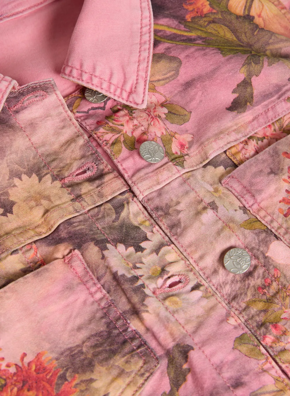 Sweet Floral Print Denim Jacket