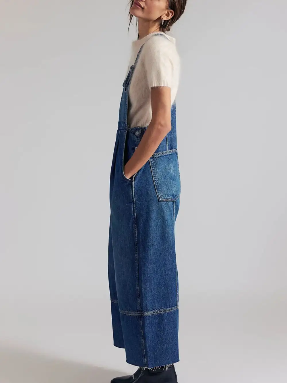 Classic Denim Wide Leg Overalls