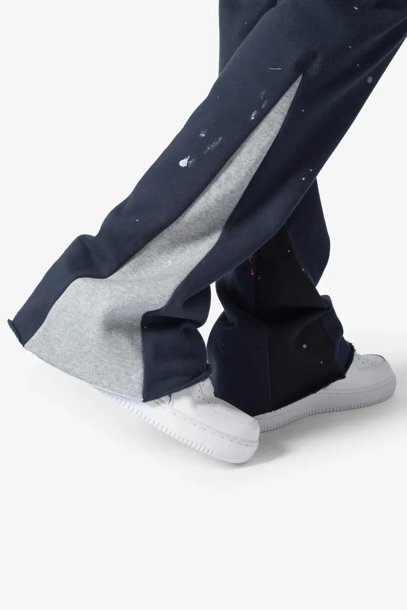 NAVY BLUE CONTRAST BOOTCUT SWEATPANTS