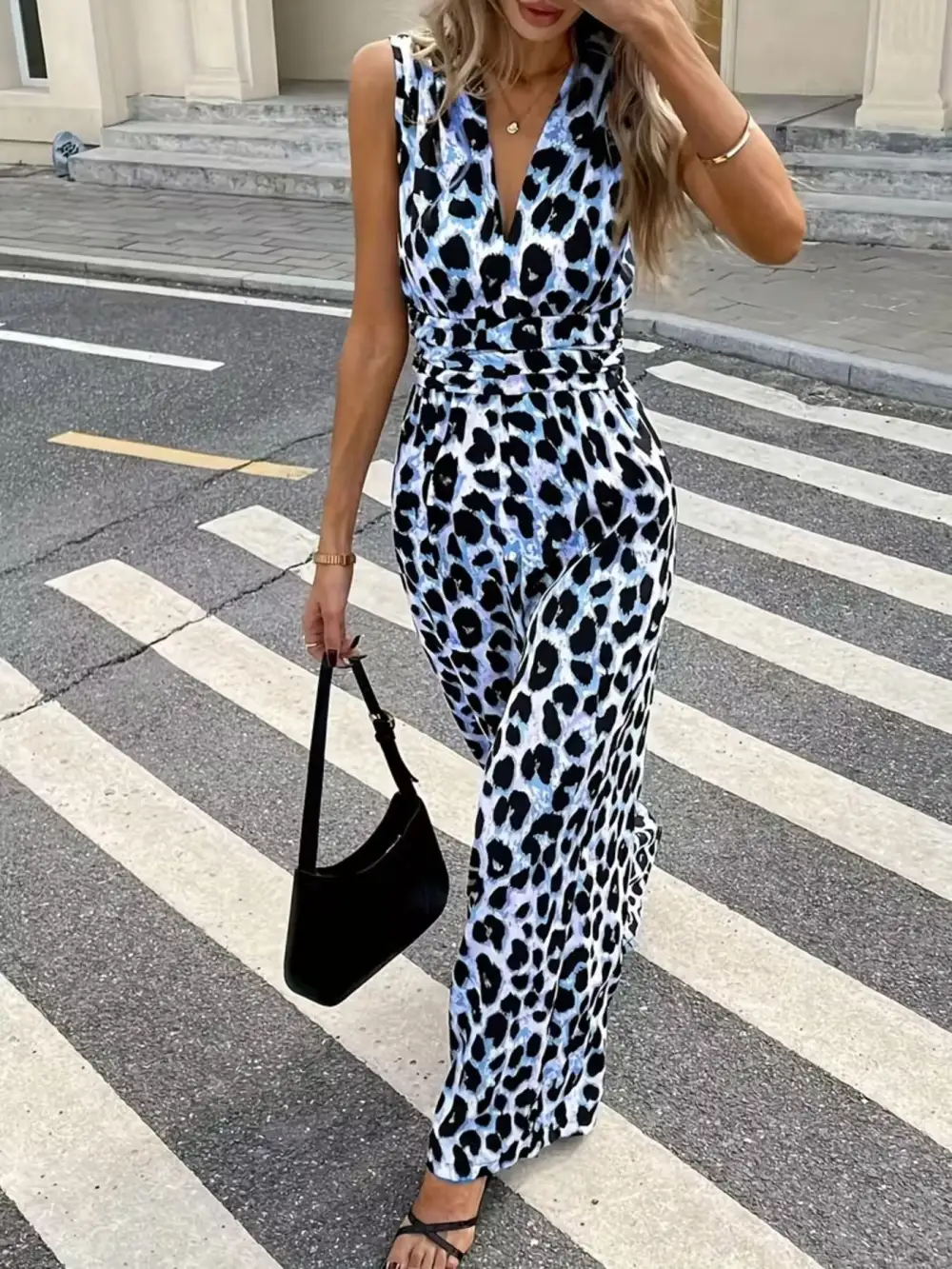 Leopard Print Wide Leg Jumpsuit