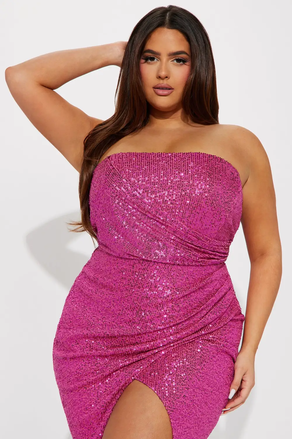 Zeta Sequin Midi Dress - Fuchsia