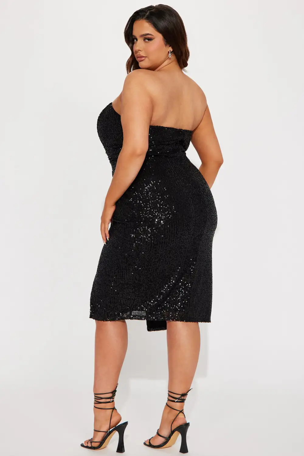 Zeta Sequin Midi Dress - Black
