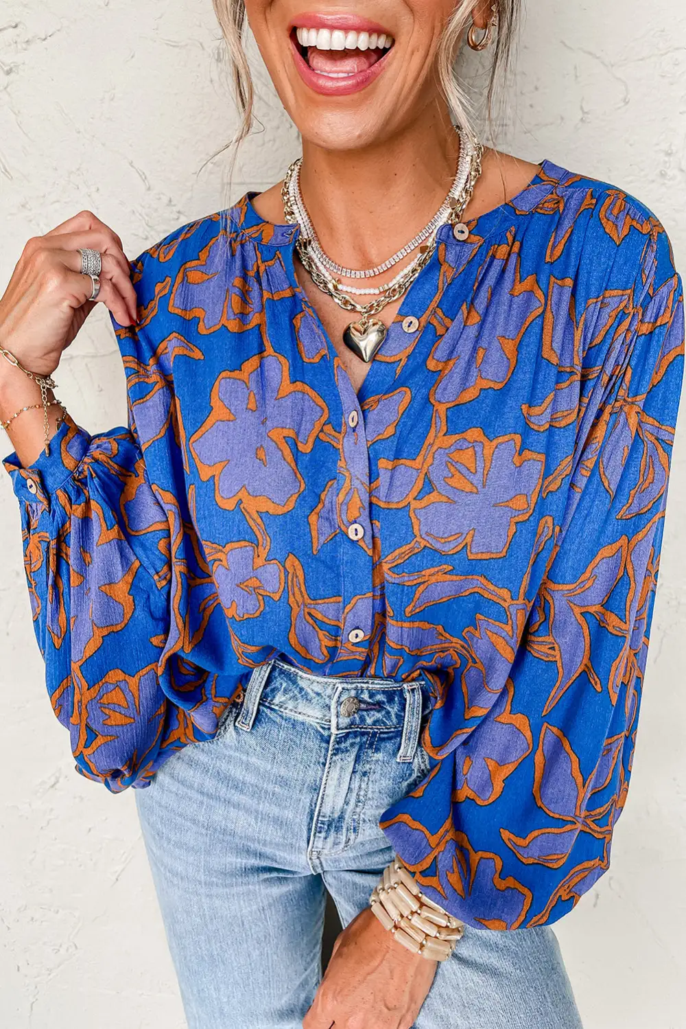 Openwork Floral Button Up Button Up Shirt