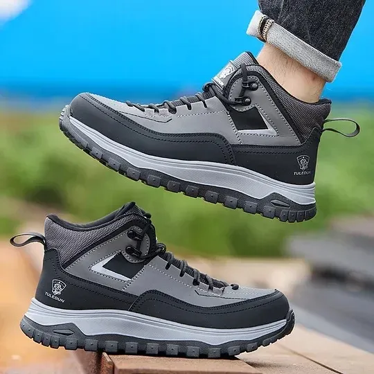 Men's Orthopedic Protective Hiking/Work Boots—Waterproof, Slip-Resistant, Impact-Resistant, Puncture-Proof—Wide Toe Box, Arch Support, Ankle Support