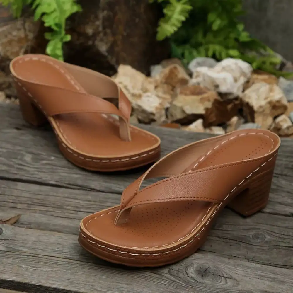 Classic Toe-Post Block-Heel Sandals