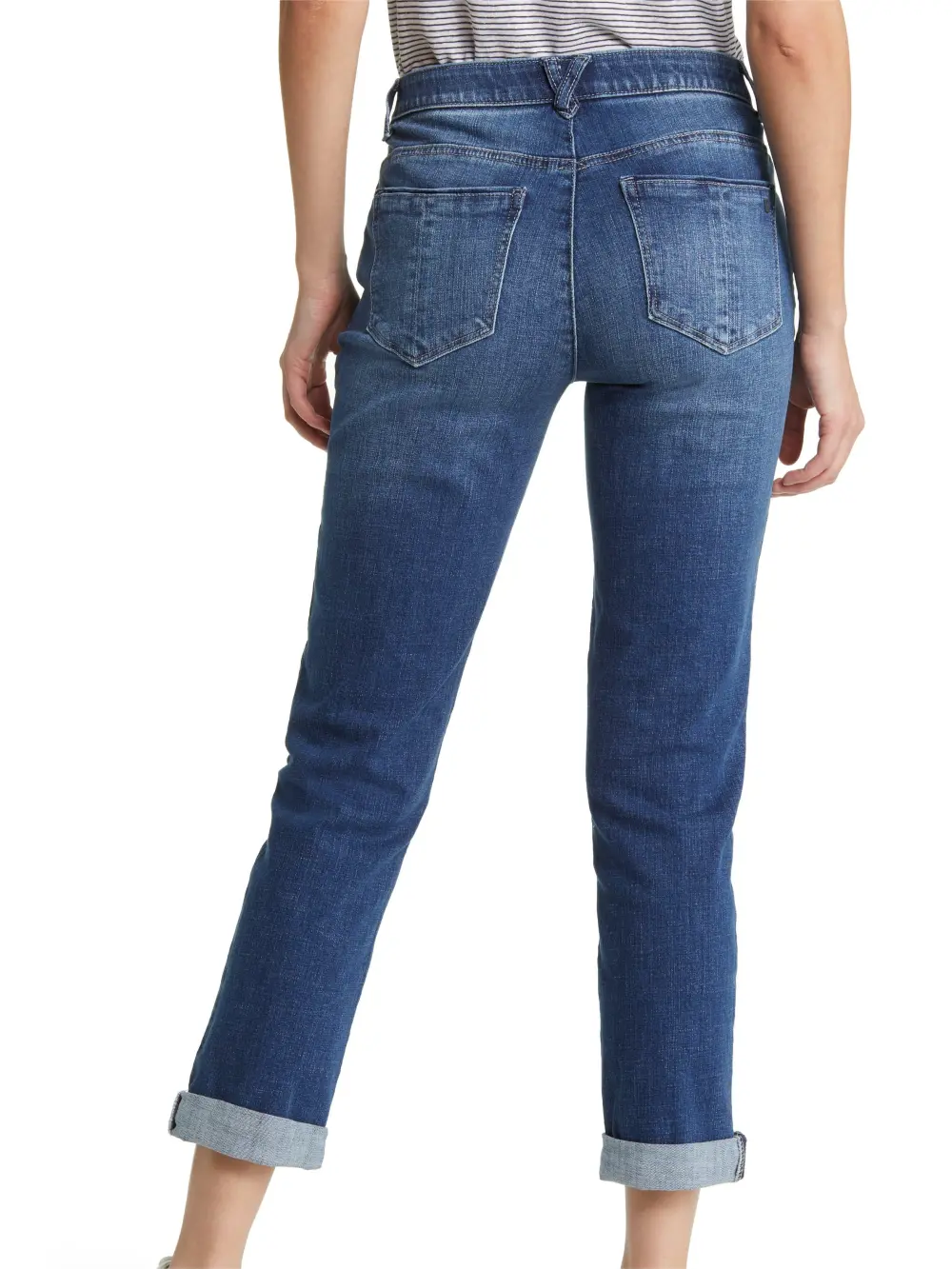 Cuffed Ankle Length Straight Jeans