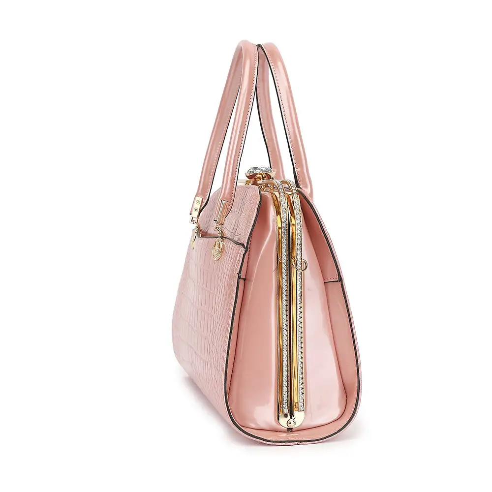 Croco Patent Satchel Bag