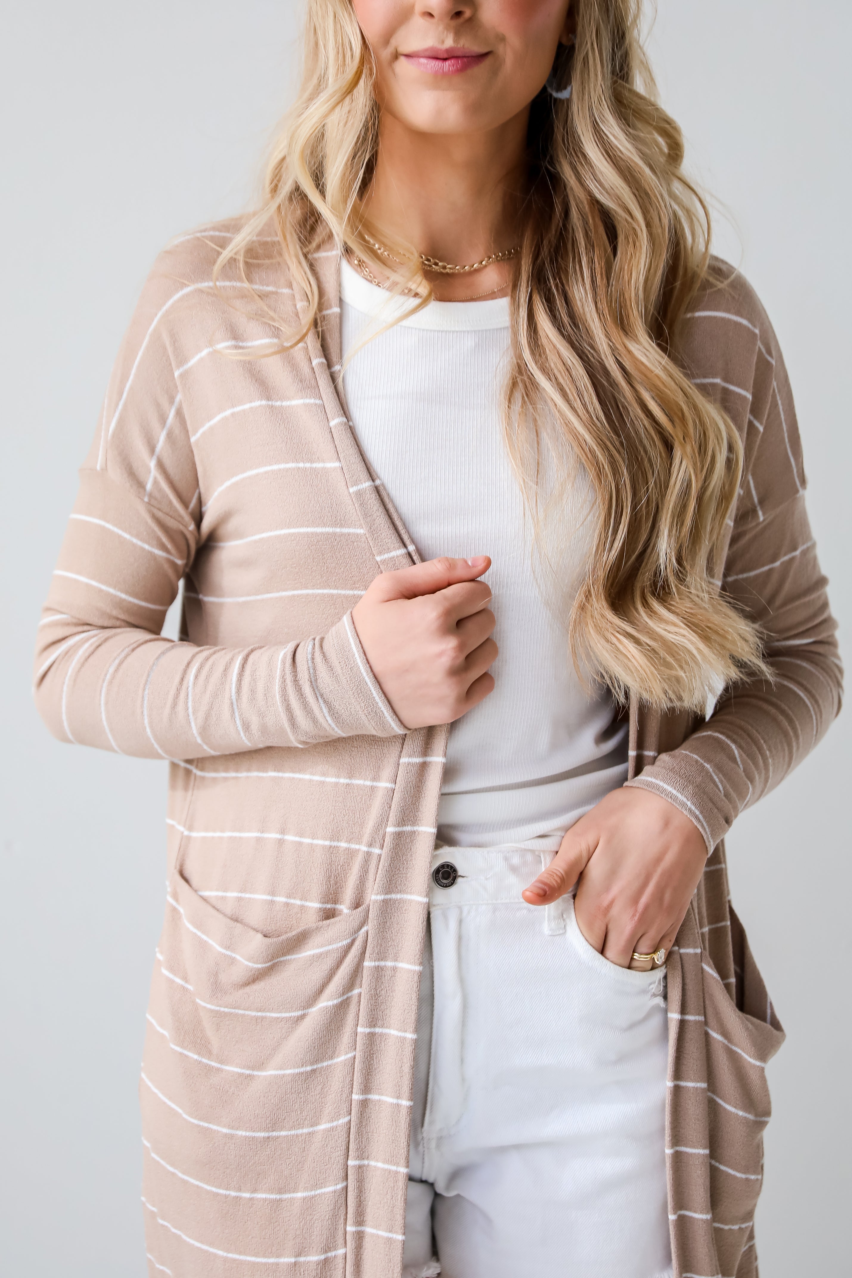 FINAL SALE - Piper Striped Longline Lightweight Knit Cardigan