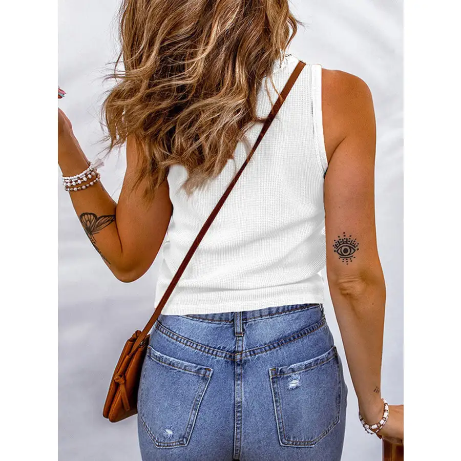 Waffle Knit Scoop Neck Tank