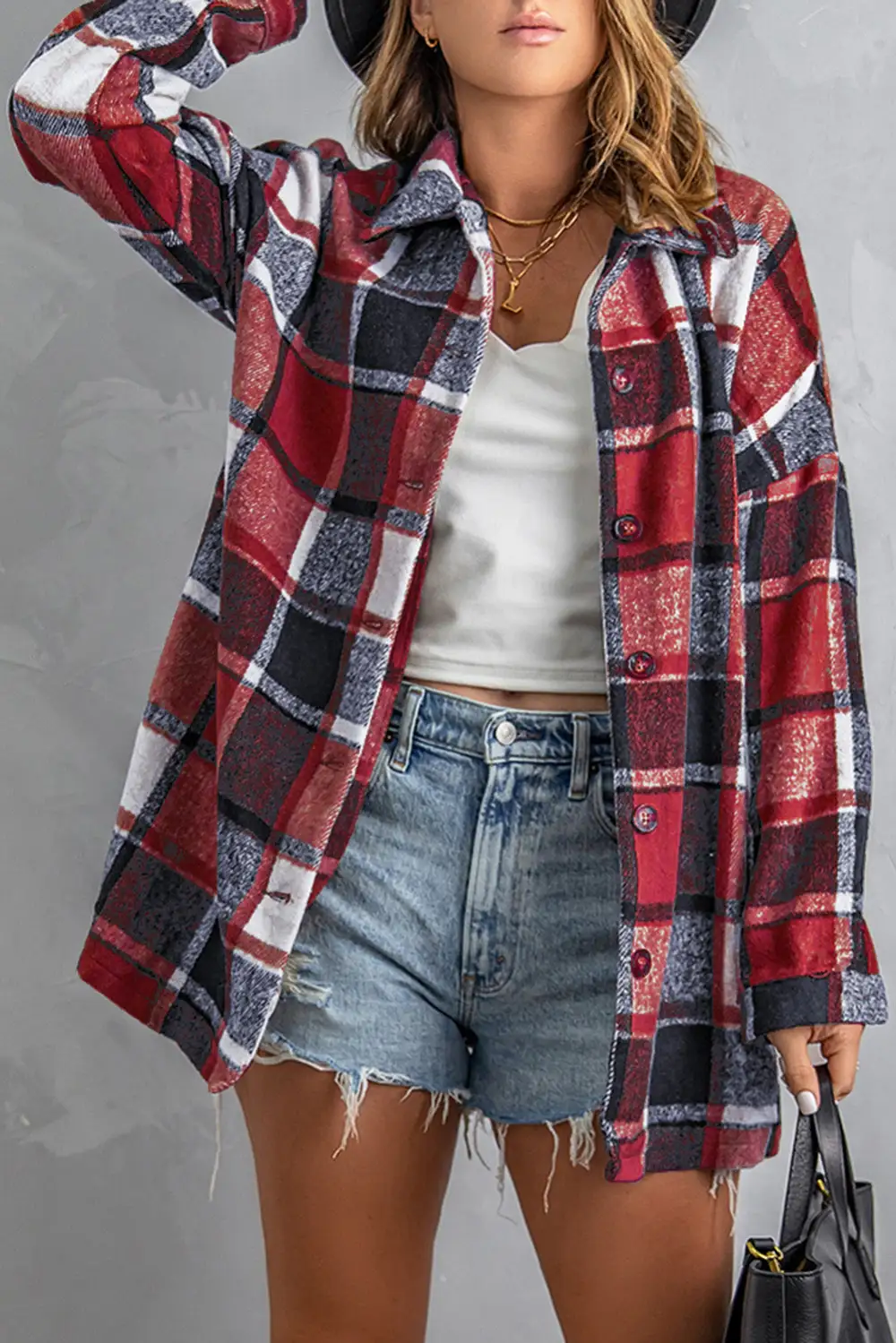 Plaid Button Front Jacket