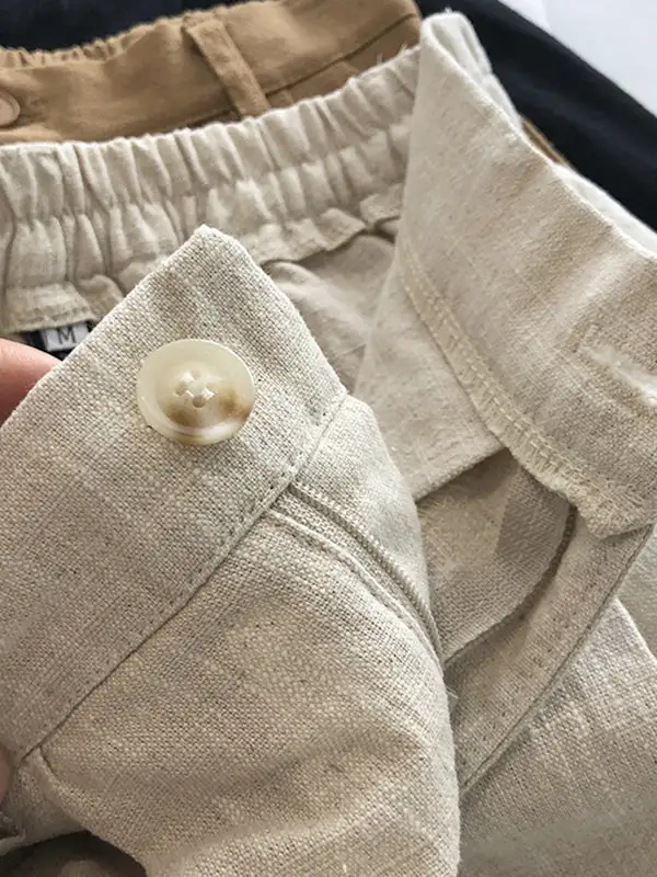 Losse Wijde Pijpen Elasticiteit Geplooide Effen Kleur Shorts