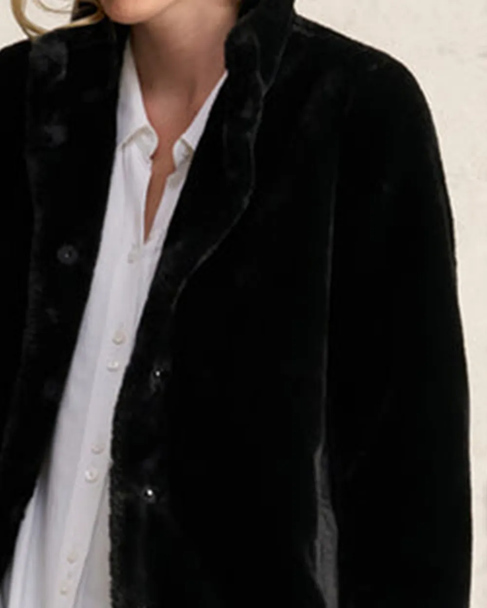 Textured Faux Fur Coat