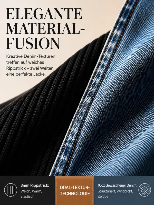 Denim Patchwork Cardigan Faux Two-Piece Set | Women's Cotton Cardigan