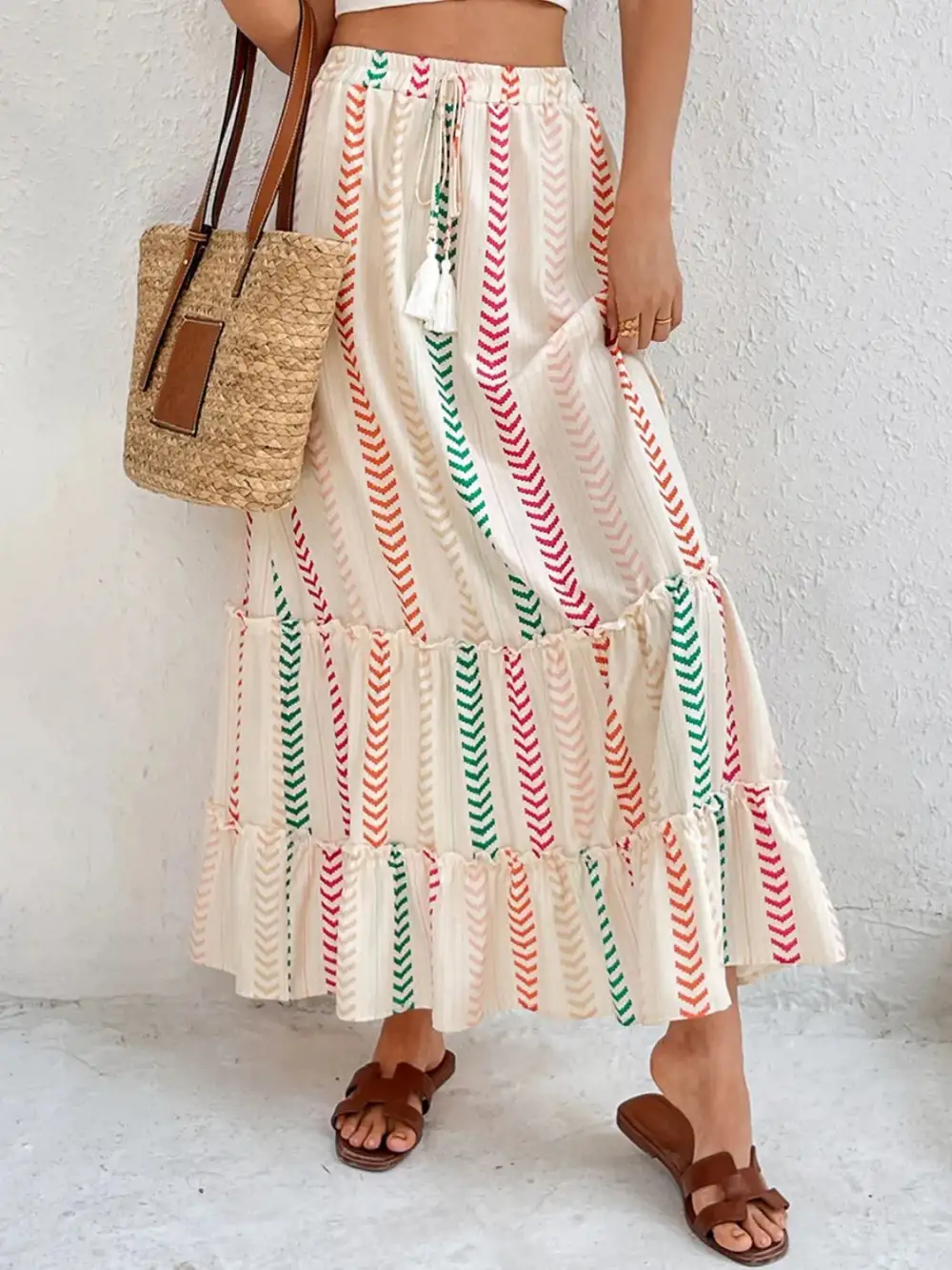 Frill Printed Maxi So Skirt