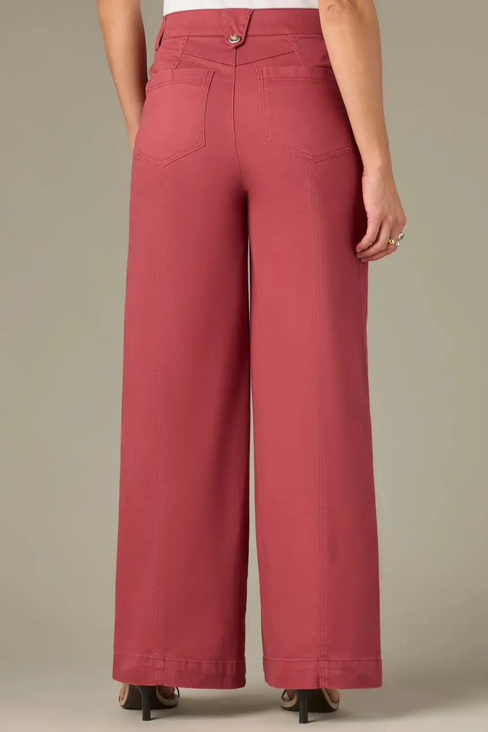 Petite Button Fly Wide Leg Pants