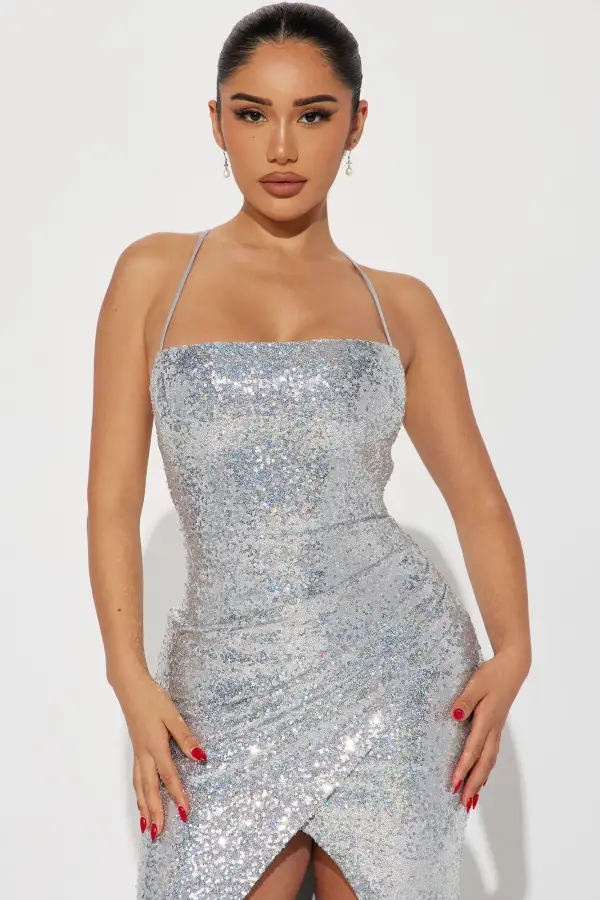 Janelle Sequin Maxi Dress - Silver