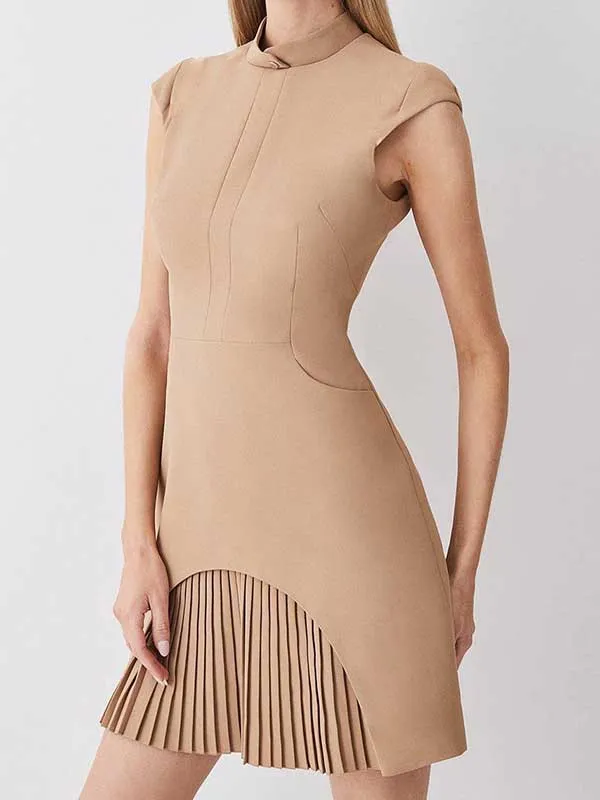 Cap Sleeve Pleated Elegant Mini Dress