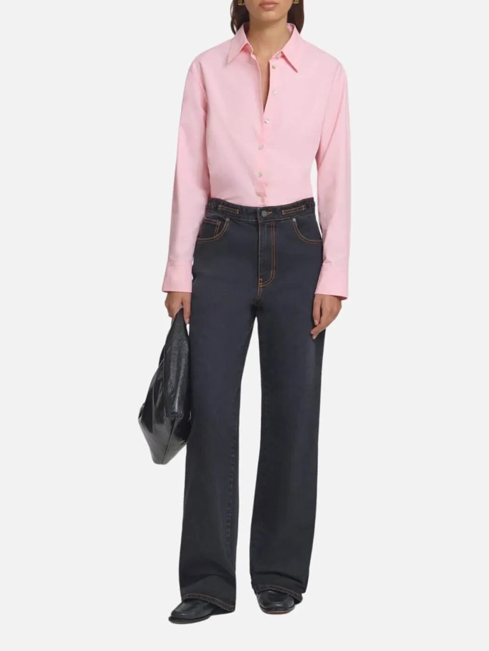Pocketed Washed Straight Jeans