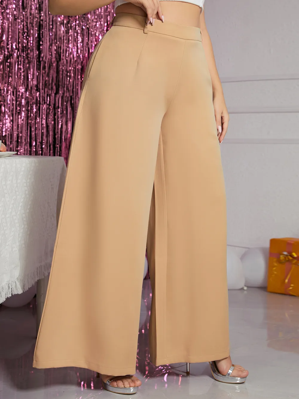 Plus Size Women Floor Length Suit Trousers