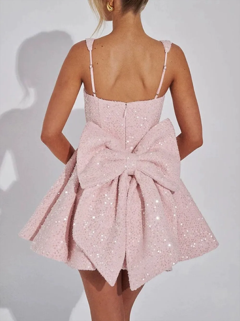 Square Neck Line Elegant Mini Dress