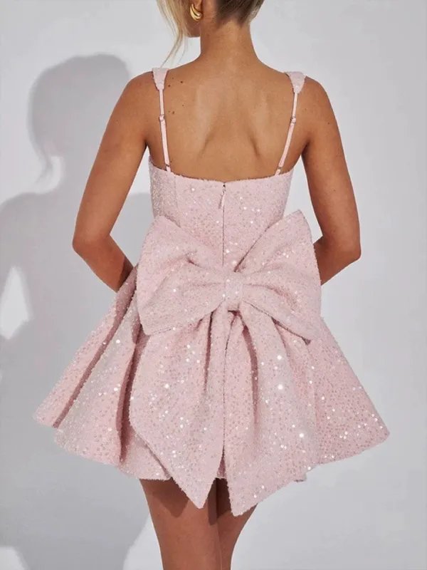 Square Neck Line Elegant Mini Dress