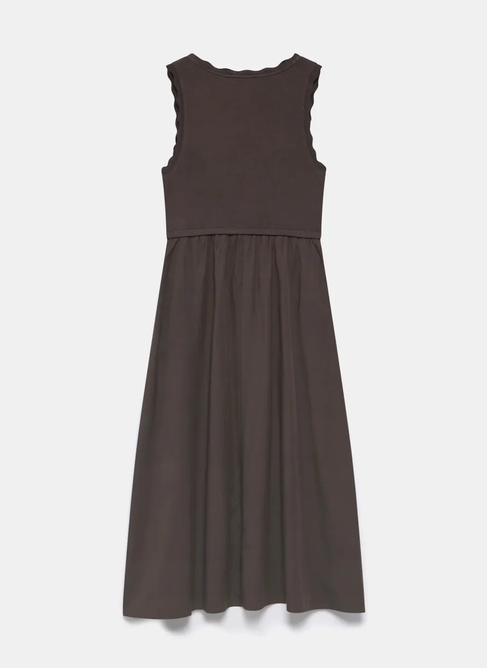 Casual Style Scallop Trim Midi Dress
