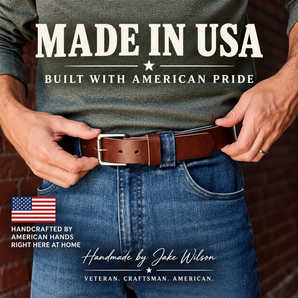 100% Handmade Full-Grain Buffalo Leather Belt – Built to Last
