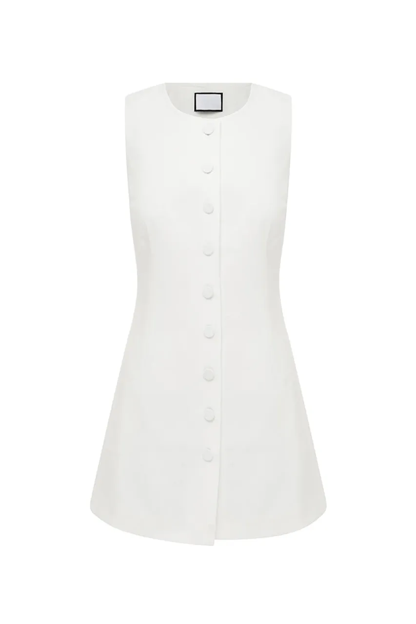 White Button Business Mini Dress