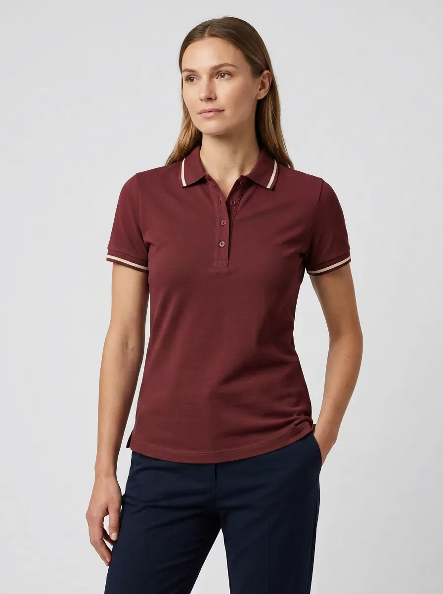 Women's Striped-Cuff Polo Shirt