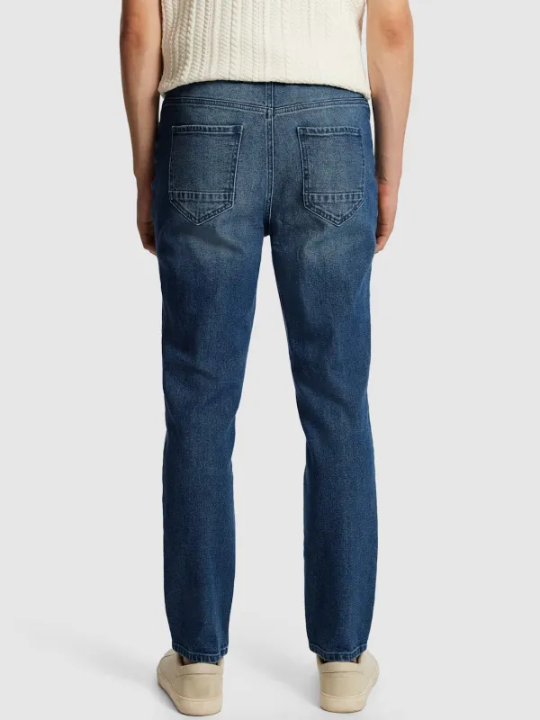 Blue Zip Front Casual Style Jean